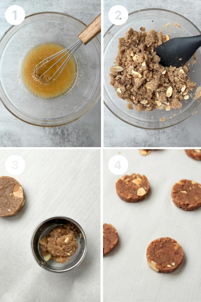 4 steps to making keto almond cookies dough and shaping cookies