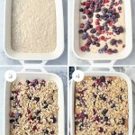 4 steps of layering healthy vegan coffee cake topping