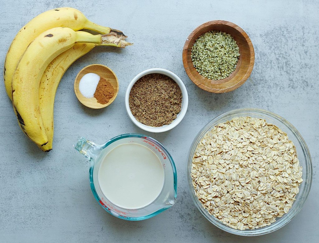 ingredients for vegan baked oatmeal cups