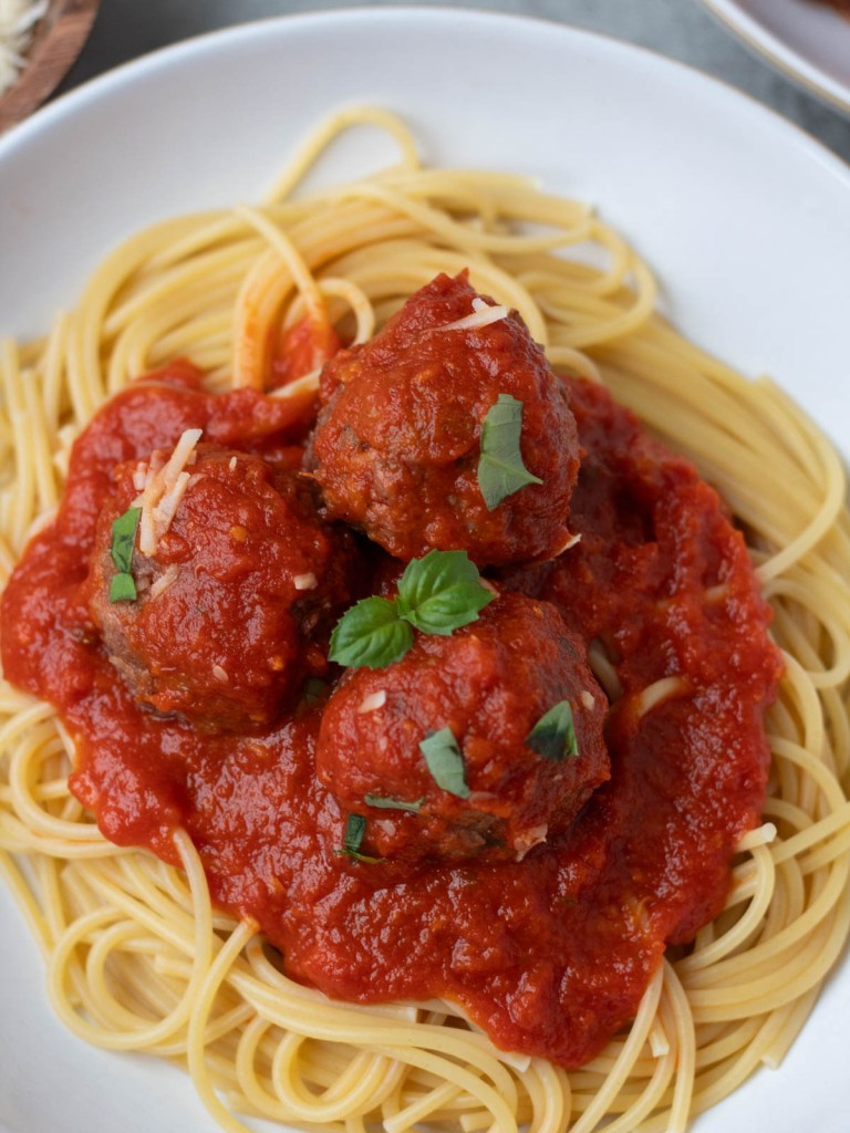 beyond meat meatballs on spaghetti