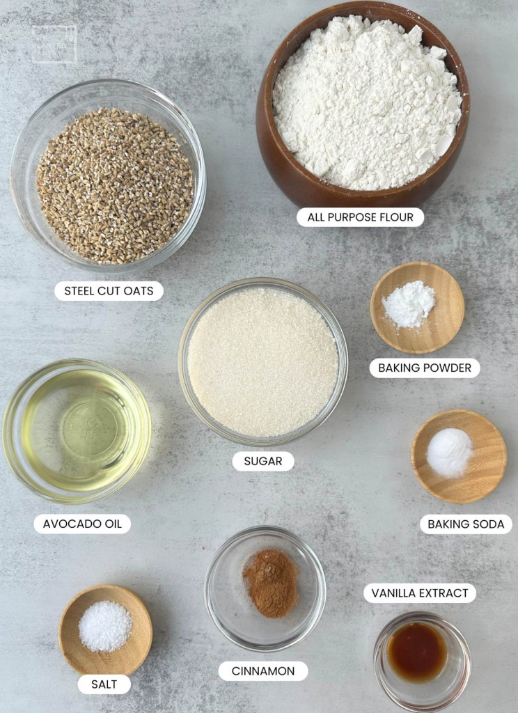 labeled ingredients for steel cut oatmeal cookies