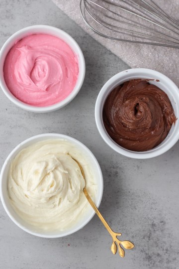 3 flavors of vegan cake frosting