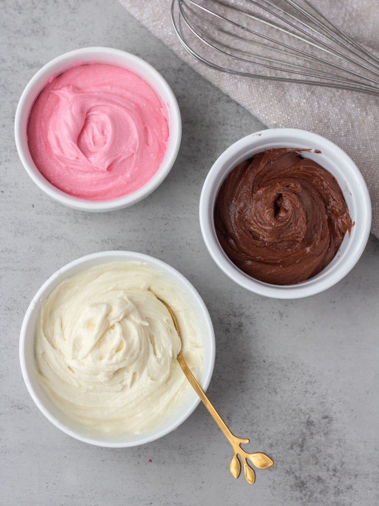 3 flavors of vegan cake frosting