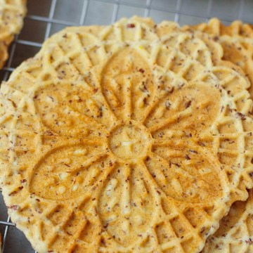close up vegan lemon pizzelle