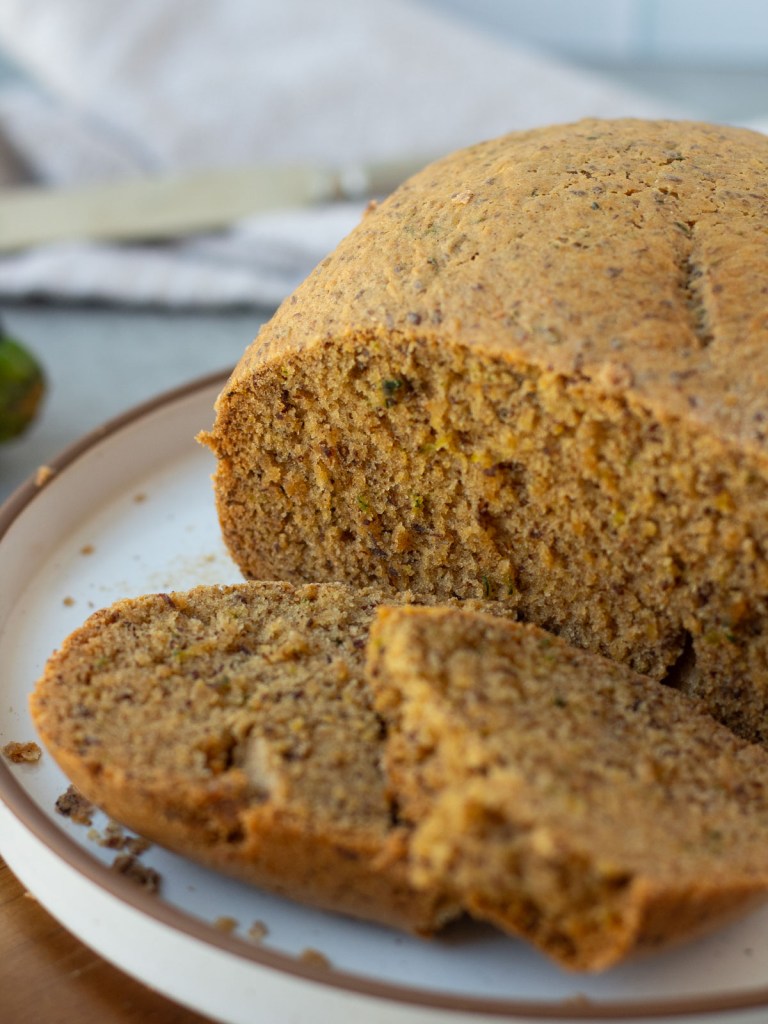 finished zucchini bread loaf our of bread machine