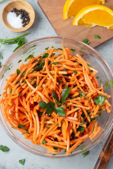 top view Moroccan carrot salad