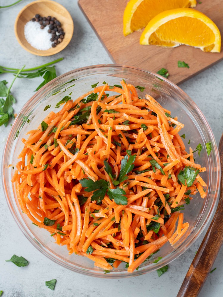top view Moroccan carrot salad