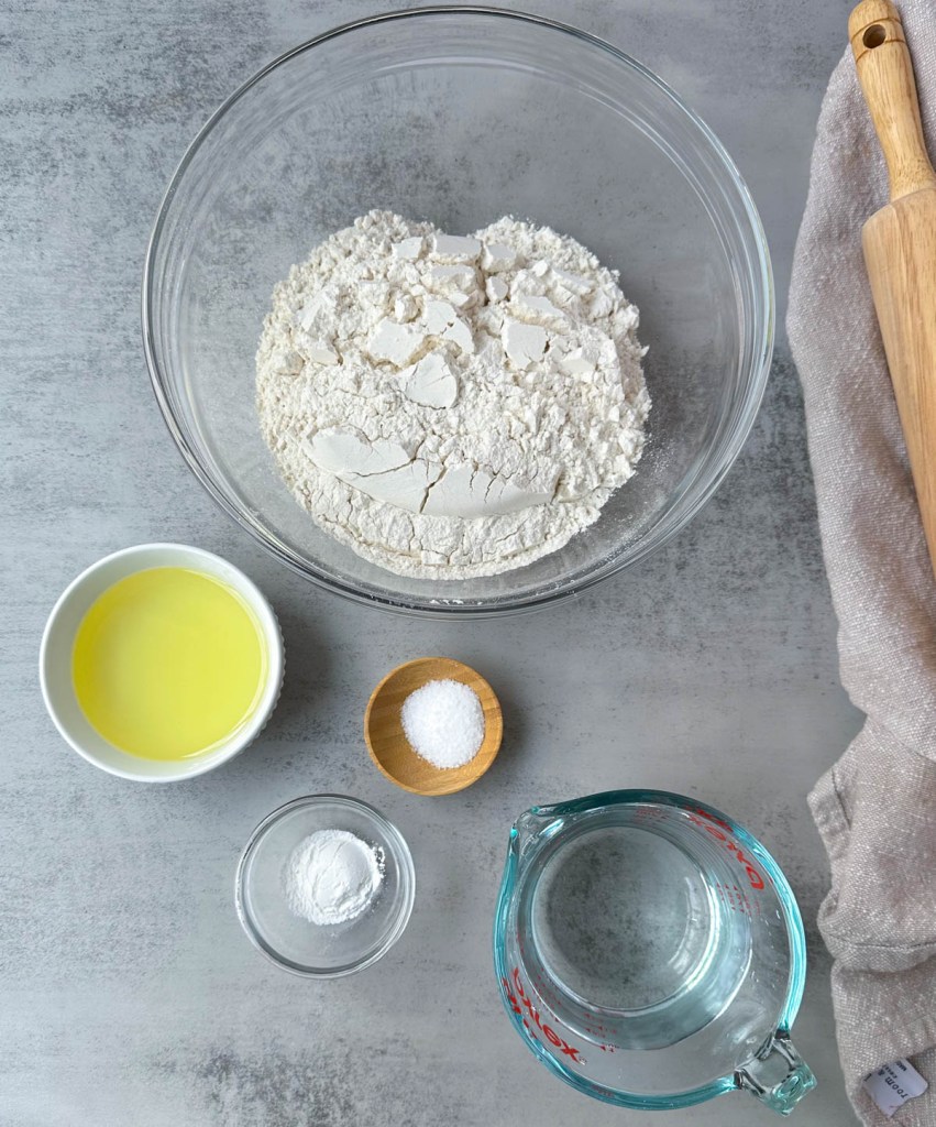 ingredients for vegan flour tortillas
