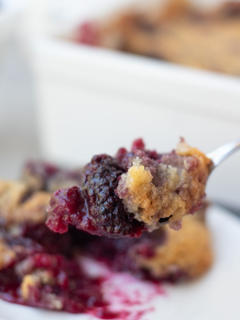 one spoonful of vegan blackberry cobbler