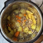 finished instant pot vegetable casserole in the instant pot after cooking