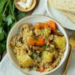top view bowl of instant pot vegetable stew